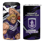 Fremantle Football Club 4 in 1 Can Cooler Tumbler Dockers Muscular Mascot Graphic - Abstract Paint Splatter Art