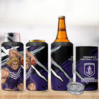 Fremantle Football Club 4 in 1 Can Cooler Tumbler Dockers Muscular Mascot Graphic - Abstract Paint Splatter Art
