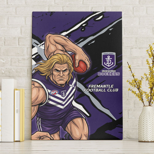 Fremantle Football Club Canvas Wall Art Dockers Muscular Mascot Graphic - Abstract Paint Splatter Art