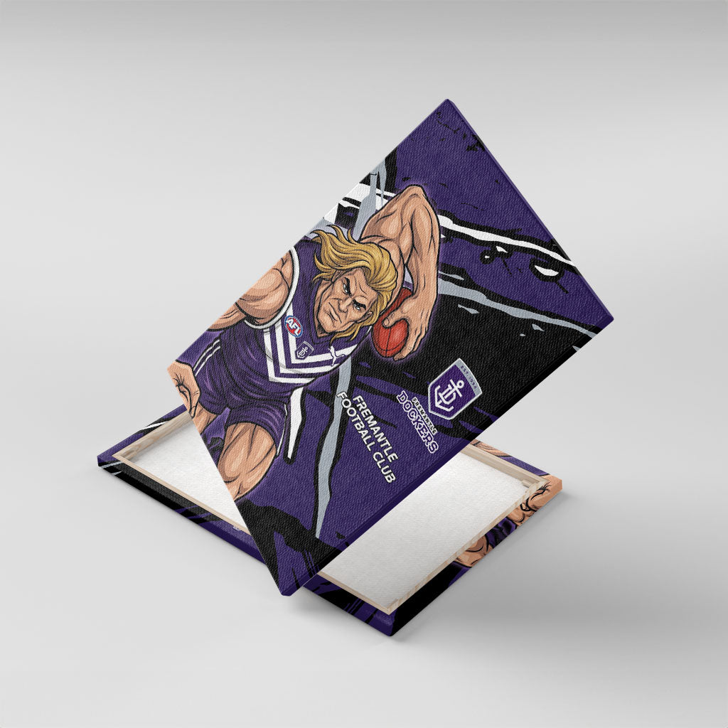 Fremantle Football Club Canvas Wall Art Dockers Muscular Mascot Graphic - Abstract Paint Splatter Art