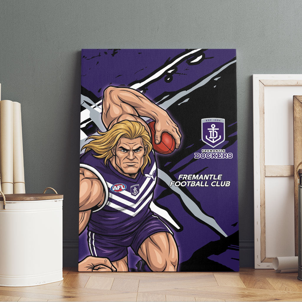Fremantle Football Club Canvas Wall Art Dockers Muscular Mascot Graphic - Abstract Paint Splatter Art