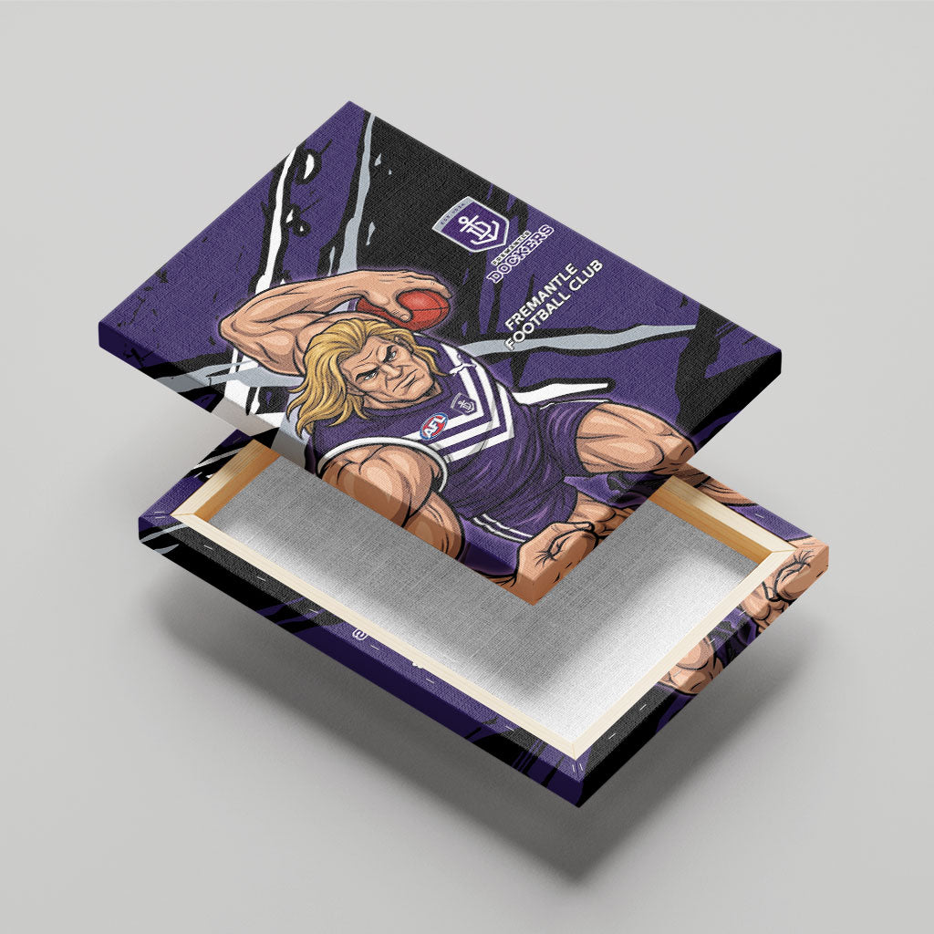 Fremantle Football Club Canvas Wall Art Dockers Muscular Mascot Graphic - Abstract Paint Splatter Art