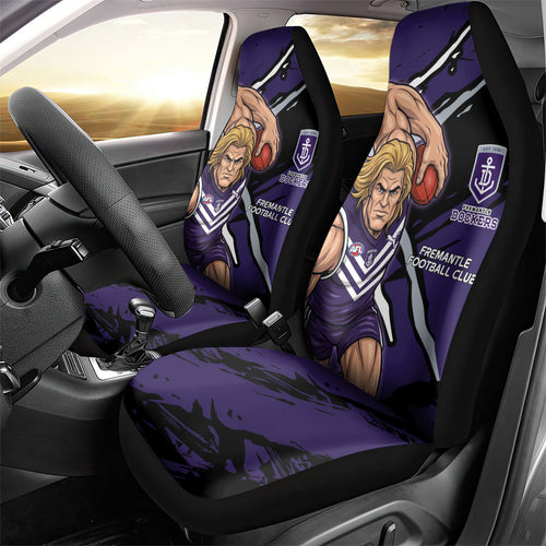 Fremantle Football Club Car Seat Cover Dockers Muscular Mascot Graphic - Abstract Paint Splatter Art