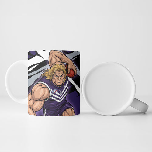 Fremantle Football Club Ceramic Mug Dockers Muscular Mascot Graphic - Abstract Paint Splatter Art