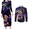 Fremantle Football Club Couples Matching Long Sleeve Bodycon Dress and Long Sleeve Button Shirt Dockers Muscular Mascot Graphic - Abstract Paint Splatter Art