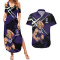 Fremantle Football Club Couples Matching Summer Maxi Dress and Hawaiian Shirt Dockers Muscular Mascot Graphic - Abstract Paint Splatter Art