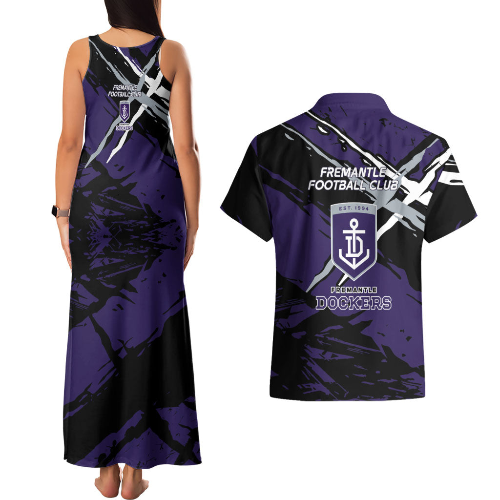 Fremantle Football Club Couples Matching Tank Maxi Dress and Hawaiian Shirt Dockers Muscular Mascot Graphic - Abstract Paint Splatter Art