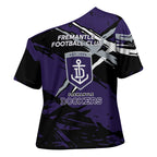 Fremantle Football Club Cross Shoulder Shirt Dockers Muscular Mascot Graphic - Abstract Paint Splatter Art