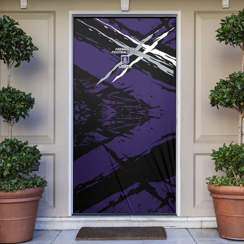 Fremantle Football Club Door Cover Dockers Muscular Mascot Graphic - Abstract Paint Splatter Art
