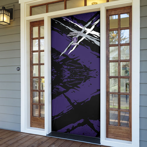 Fremantle Football Club Door Cover Dockers Muscular Mascot Graphic - Abstract Paint Splatter Art