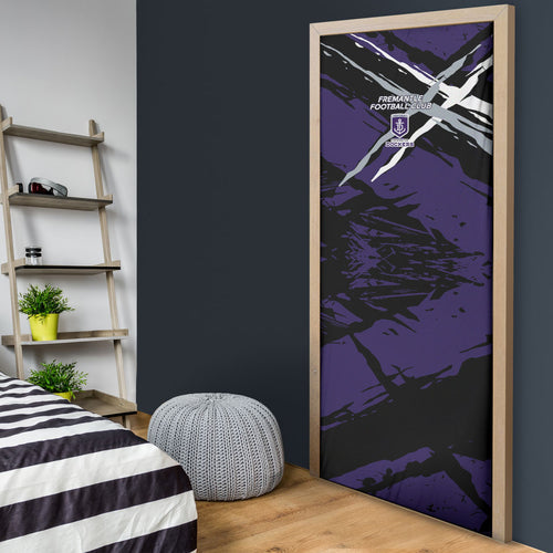 Fremantle Football Club Door Cover Dockers Muscular Mascot Graphic - Abstract Paint Splatter Art
