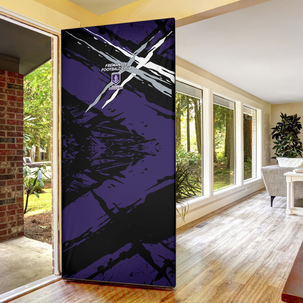 Fremantle Football Club Door Cover Dockers Muscular Mascot Graphic - Abstract Paint Splatter Art