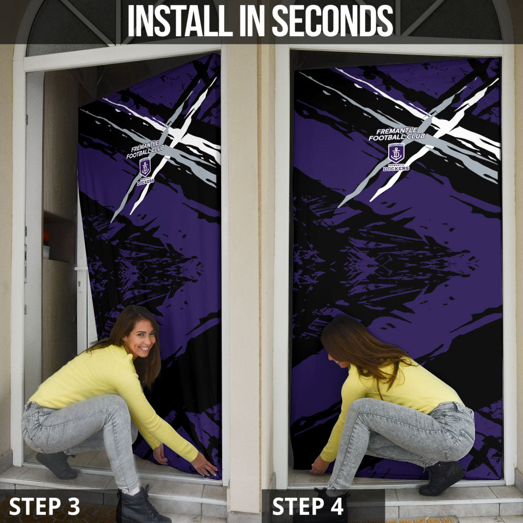 Fremantle Football Club Door Cover Dockers Muscular Mascot Graphic - Abstract Paint Splatter Art