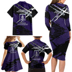 Fremantle Football Club Family Matching Long Sleeve Bodycon Dress and Hawaiian Shirt Dockers Muscular Mascot Graphic - Abstract Paint Splatter Art