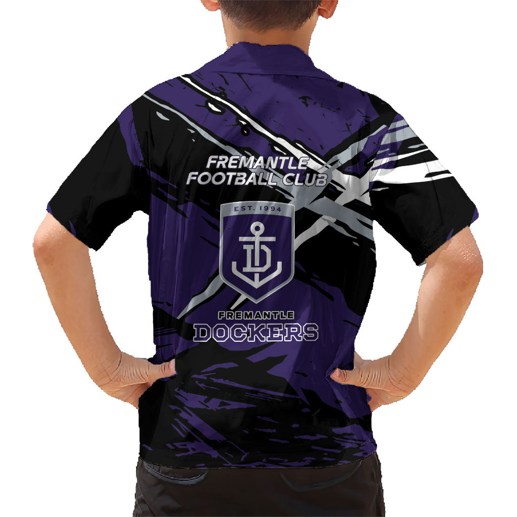 Fremantle Football Club Family Matching Mermaid Dress and Hawaiian Shirt Dockers Muscular Mascot Graphic - Abstract Paint Splatter Art
