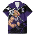 Fremantle Football Club Family Matching Mermaid Dress and Hawaiian Shirt Dockers Muscular Mascot Graphic - Abstract Paint Splatter Art
