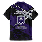 Fremantle Football Club Family Matching Off Shoulder Maxi Dress and Hawaiian Shirt Dockers Muscular Mascot Graphic - Abstract Paint Splatter Art