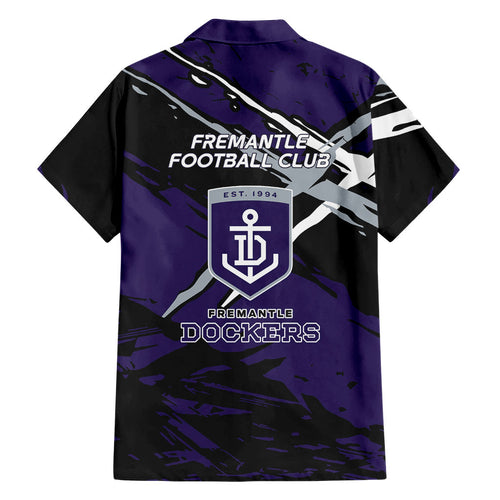 Fremantle Football Club Family Matching Summer Maxi Dress and Hawaiian Shirt Dockers Muscular Mascot Graphic - Abstract Paint Splatter Art