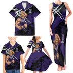 Fremantle Football Club Family Matching Tank Maxi Dress and Hawaiian Shirt Dockers Muscular Mascot Graphic - Abstract Paint Splatter Art