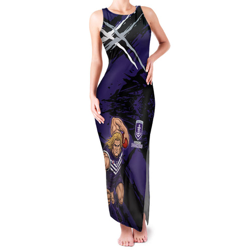 Fremantle Football Club Family Matching Tank Maxi Dress and Hawaiian Shirt Dockers Muscular Mascot Graphic - Abstract Paint Splatter Art