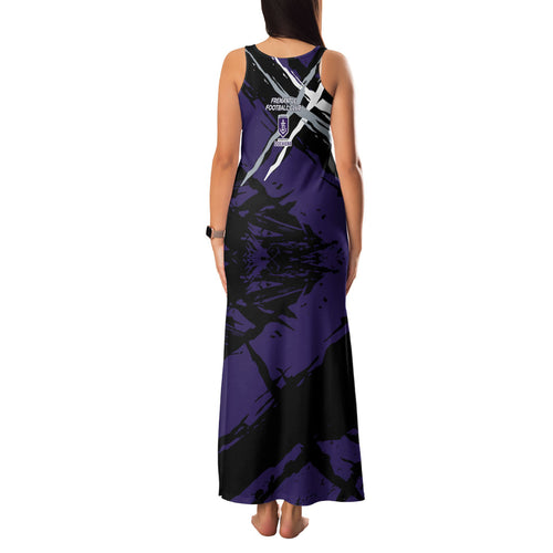 Fremantle Football Club Family Matching Tank Maxi Dress and Hawaiian Shirt Dockers Muscular Mascot Graphic - Abstract Paint Splatter Art