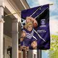 Fremantle Football Club Garden Flag Dockers Muscular Mascot Graphic - Abstract Paint Splatter Art