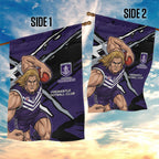 Fremantle Football Club Garden Flag Dockers Muscular Mascot Graphic - Abstract Paint Splatter Art