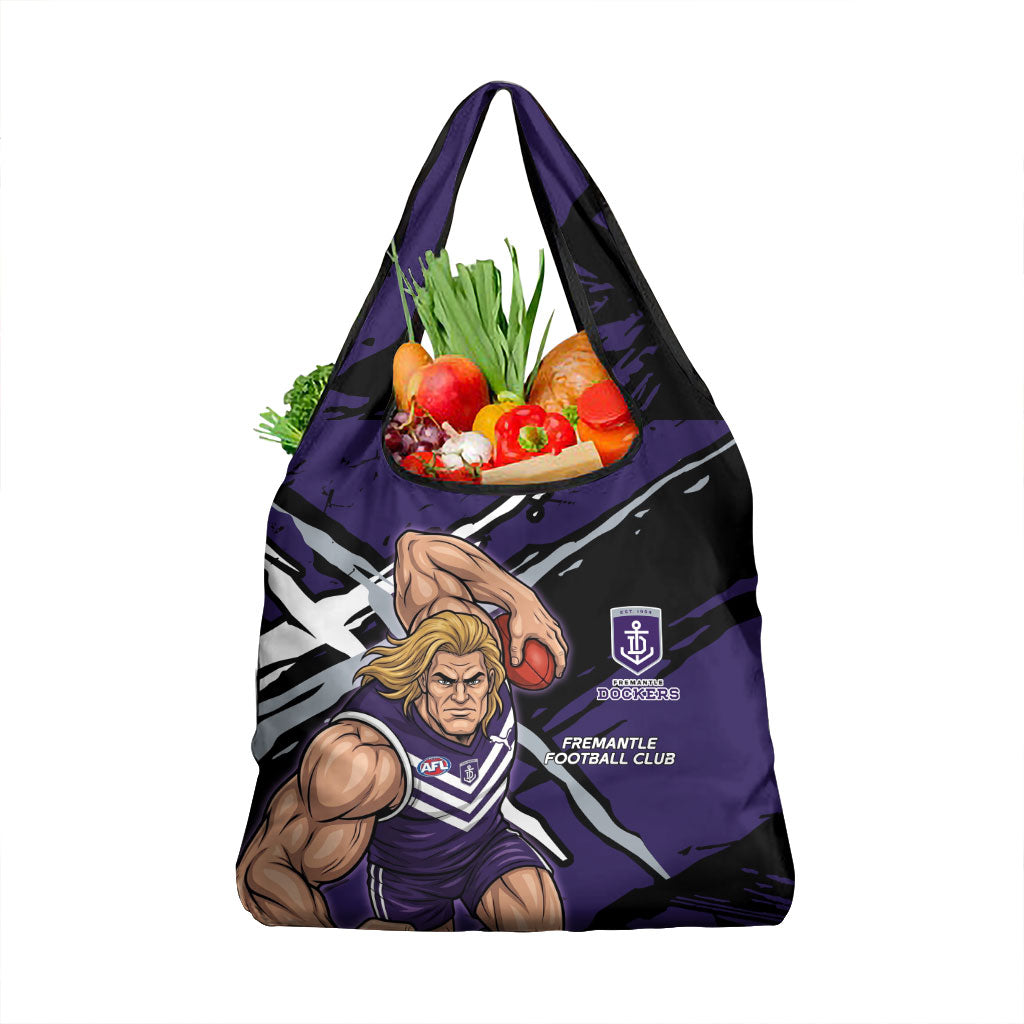 Fremantle Football Club Grocery Bag Dockers Muscular Mascot Graphic - Abstract Paint Splatter Art
