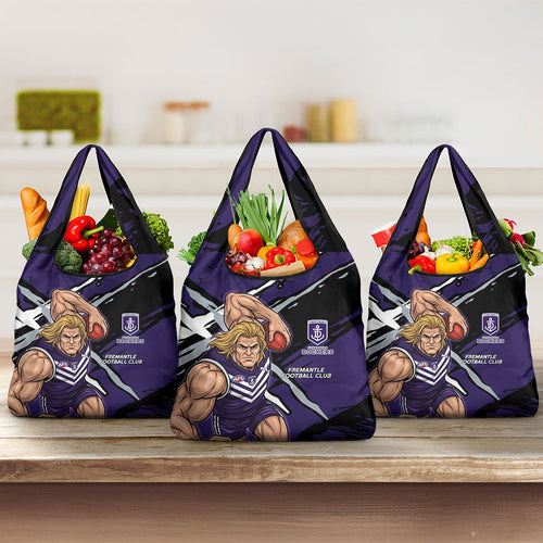 Fremantle Football Club Grocery Bag Dockers Muscular Mascot Graphic - Abstract Paint Splatter Art
