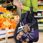 Fremantle Football Club Grocery Bag Dockers Muscular Mascot Graphic - Abstract Paint Splatter Art