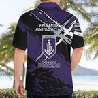 Fremantle Football Club Hawaiian Shirt Dockers Muscular Mascot Graphic - Abstract Paint Splatter Art