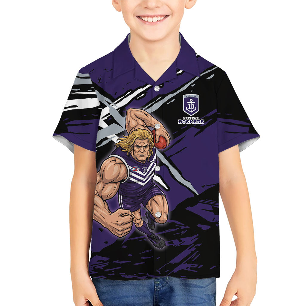 Fremantle Football Club Hawaiian Shirt Dockers Muscular Mascot Graphic - Abstract Paint Splatter Art
