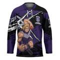 Fremantle Football Club Hockey Jersey Dockers Muscular Mascot Graphic - Abstract Paint Splatter Art