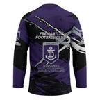 Fremantle Football Club Hockey Jersey Dockers Muscular Mascot Graphic - Abstract Paint Splatter Art