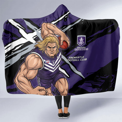 Fremantle Football Club Hooded Blanket Dockers Muscular Mascot Graphic - Abstract Paint Splatter Art