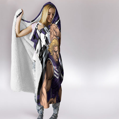 Fremantle Football Club Hooded Blanket Dockers Muscular Mascot Graphic - Abstract Paint Splatter Art