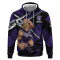 Fremantle Football Club Hoodie Dockers Muscular Mascot Graphic - Abstract Paint Splatter Art