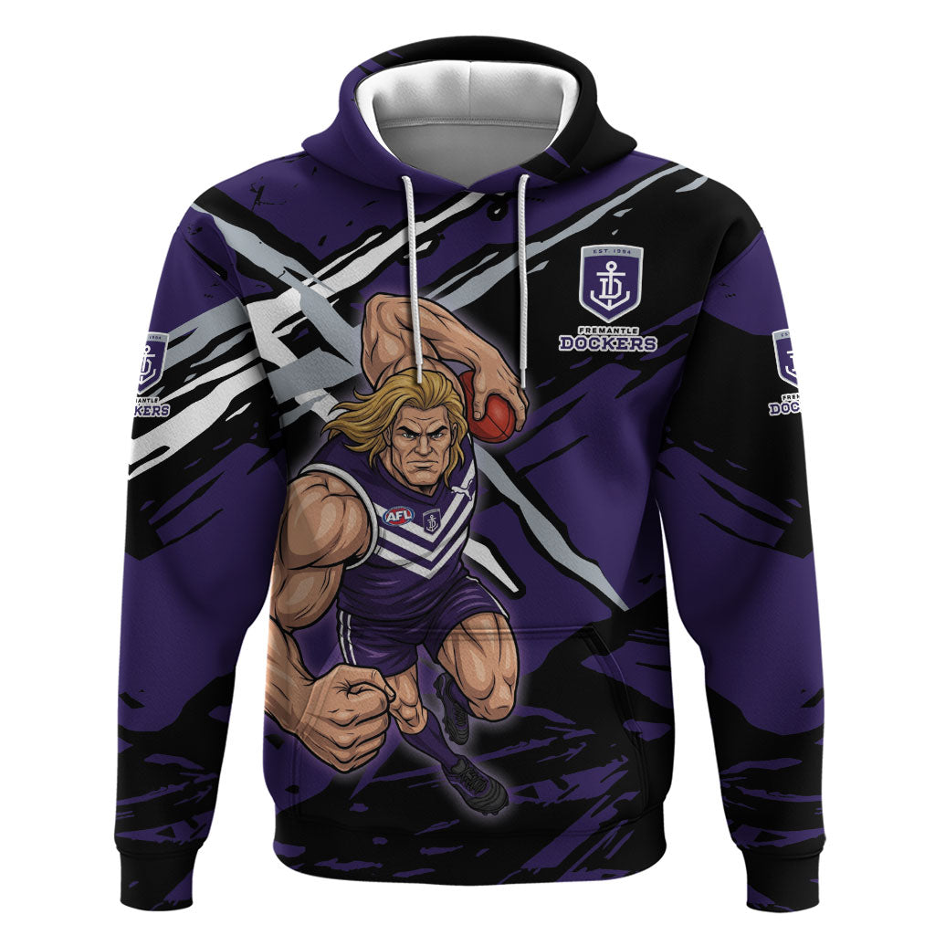 Fremantle Football Club Hoodie Dockers Muscular Mascot Graphic - Abstract Paint Splatter Art