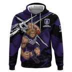 Fremantle Football Club Hoodie Dockers Muscular Mascot Graphic - Abstract Paint Splatter Art