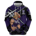 Fremantle Football Club Hoodie Dockers Muscular Mascot Graphic - Abstract Paint Splatter Art
