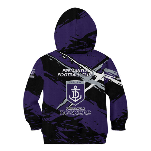 Fremantle Football Club Kid Hoodie Dockers Muscular Mascot Graphic - Abstract Paint Splatter Art