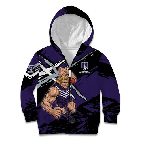Fremantle Football Club Kid Hoodie Dockers Muscular Mascot Graphic - Abstract Paint Splatter Art