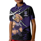 Fremantle Football Club Kid Polo Shirt Dockers Muscular Mascot Graphic - Abstract Paint Splatter Art