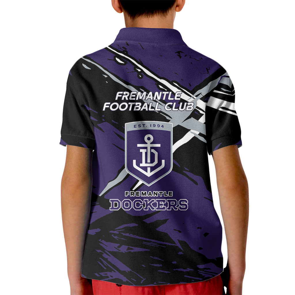 Fremantle Football Club Kid Polo Shirt Dockers Muscular Mascot Graphic - Abstract Paint Splatter Art