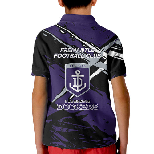 Fremantle Football Club Kid Polo Shirt Dockers Muscular Mascot Graphic - Abstract Paint Splatter Art