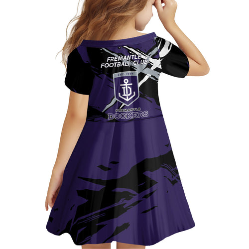 Fremantle Football Club Kid Short Sleeve Dress Dockers Muscular Mascot Graphic - Abstract Paint Splatter Art