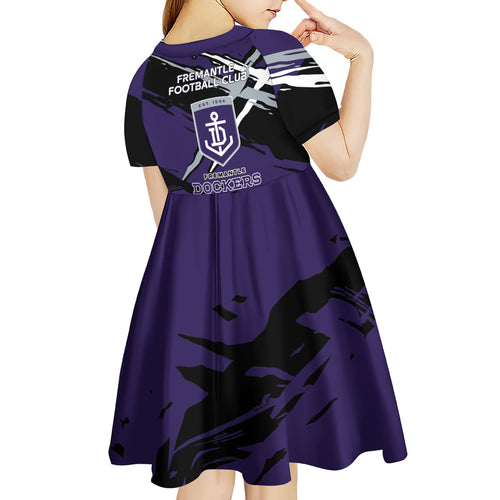Fremantle Football Club Kid Short Sleeve Dress Dockers Muscular Mascot Graphic - Abstract Paint Splatter Art