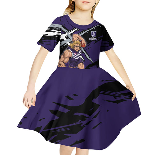 Fremantle Football Club Kid Short Sleeve Dress Dockers Muscular Mascot Graphic - Abstract Paint Splatter Art
