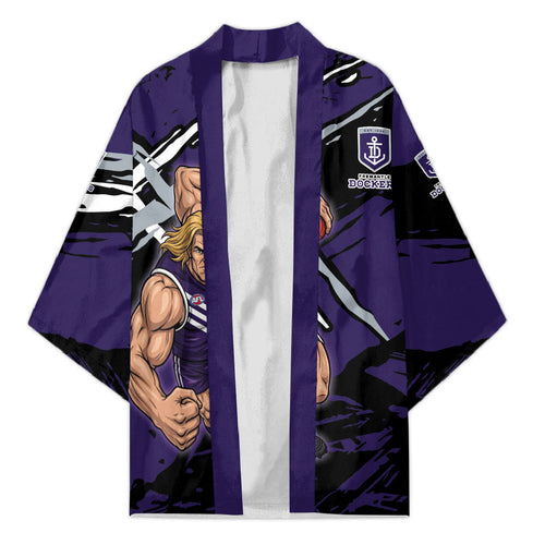 Fremantle Football Club Kimono Dockers Muscular Mascot Graphic - Abstract Paint Splatter Art