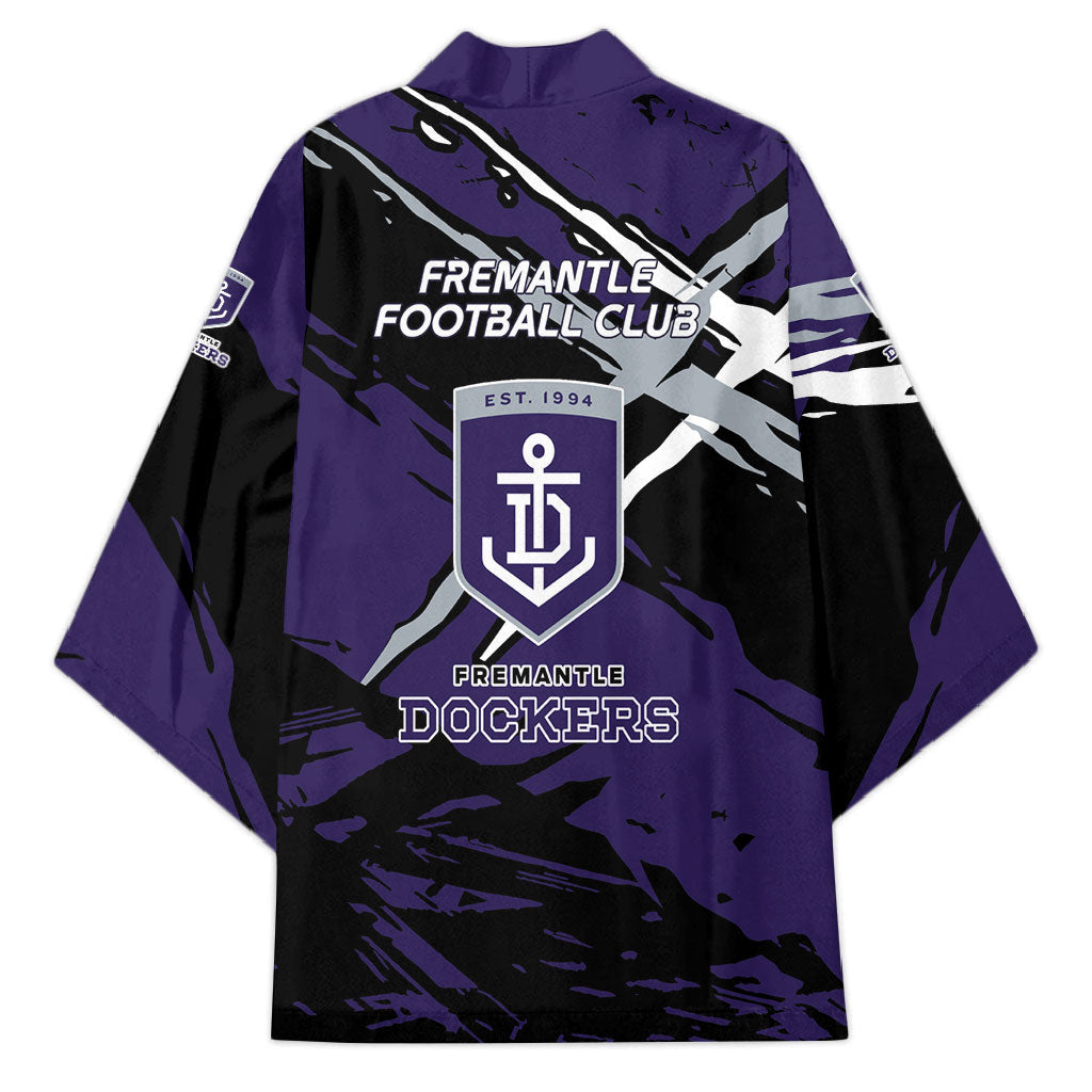 Fremantle Football Club Kimono Dockers Muscular Mascot Graphic - Abstract Paint Splatter Art